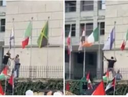 Video Membantai Israel Beredar Luas dan Bendera Turun di Depan Kantor PBB Roma