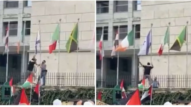 Video Membantai Israel Beredar Luas dan Bendera Turun di Depan Kantor PBB Roma