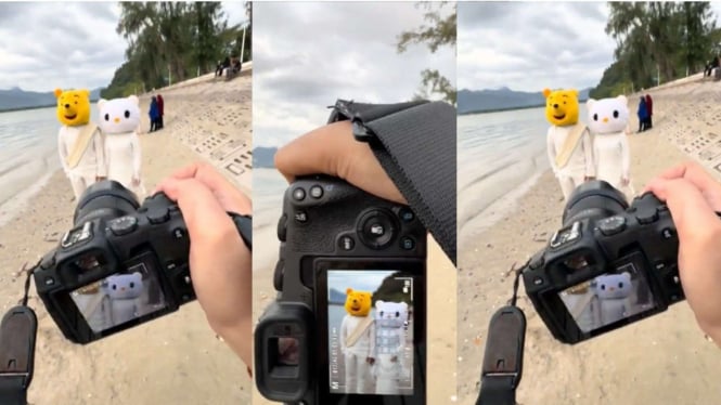 Viral! Pasangan mendapat pujian karena meminjam kepala badut pantai untuk sesi prewedding mereka