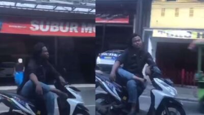 Pengendara Motor yang Duduk Bersila di Atas Motor Menuai Sorotan Negatif dari Warganet