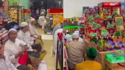 Warga Viral Salat Tarawih di Dalam Alfamart untuk Memperoleh Lailatul Qadar