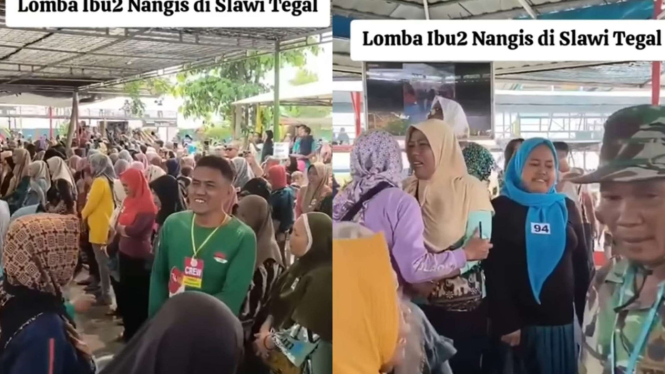 Ratusan Emak-emak Berpartisipasi dalam Lomba Nangis di Tegal, Respon Netizen Ramai