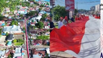 Wow, Pembentangan Bendera Sejauh 13.270 Meter di Manokwari Pecahkan Rekor Muri