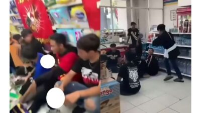 Pemuda Berkerumun di Minimarket, Meninggalkan Bendera di Rak dan Merokok