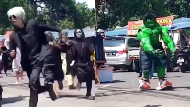 Cosplay Hantu hingga Superhero Viral, Satpol PP Mengejar Hulk yang Memilih Pasrah!